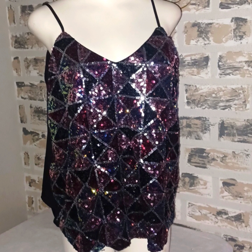 ⭐️Peach colorful Sequent spaghetti strap Top